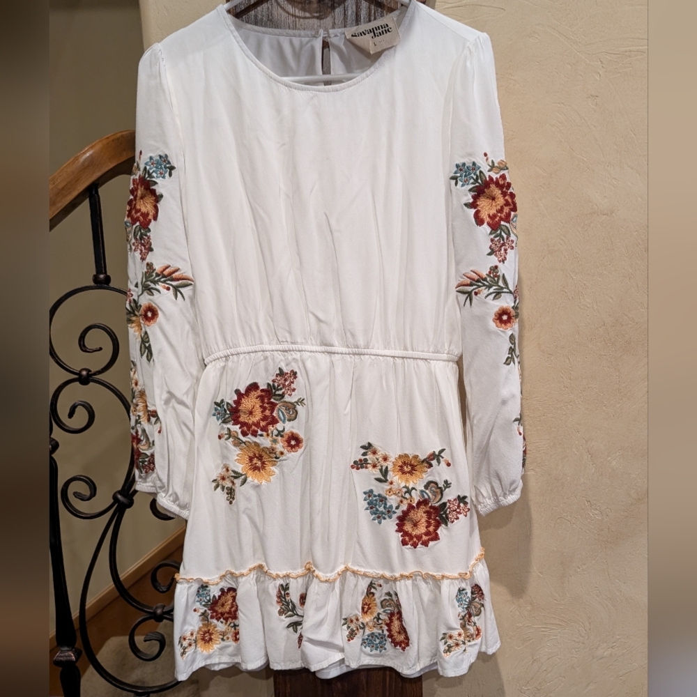 Floral Embroidered White Dress